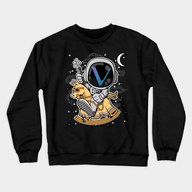 Astronaut Horse Vechain VET Coin To The Moon Crypto Token Cryptocurrency Blockchain Wallet Birthday Gift For Men Women Kids Crewneck Sweatshirt by Thingking About